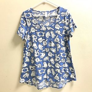 LuLaRoe Disney Mickey Mouse Hands Irma Blouse Size M